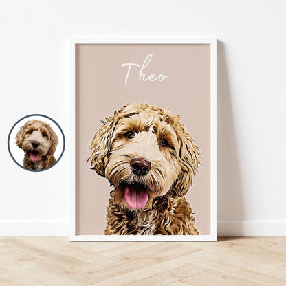 Custom Pet Portrait - Pet Photo + Name